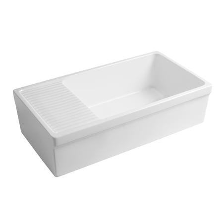 Whitehaus Lrg Rvrsbl Matte Kitchen Sink W/ A 2.5" Lip Front Apron On Both Sides,  WHQD540-M-WHITE